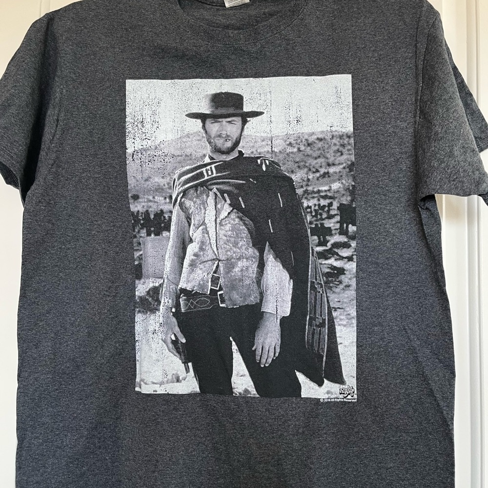 Clint Eastwood Fruit of the Loom Gray Western Graphic Tee